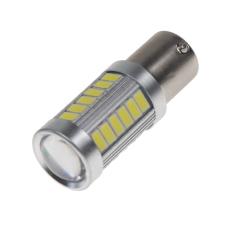 LED BA15s bílá, 12-24V, 33LED/5730SMD s čočkou